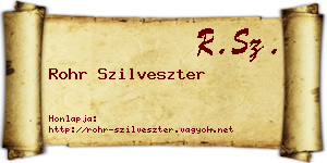 Rohr Szilveszter névjegykártya